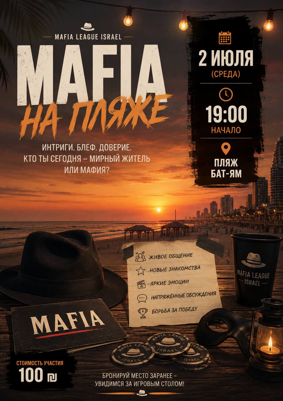 Мафия на пляже BAT-YAM🏝️